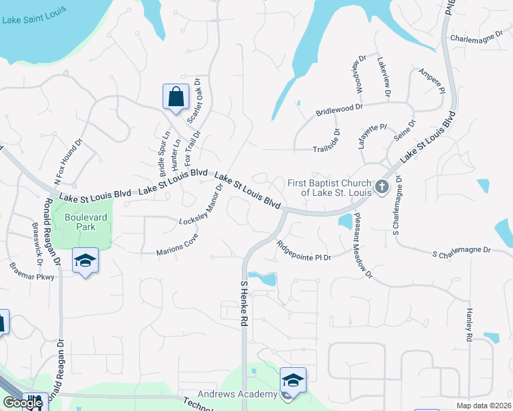 map of restaurants, bars, coffee shops, grocery stores, and more near 964 Ridgepointe Place Circle in Lake Saint Louis