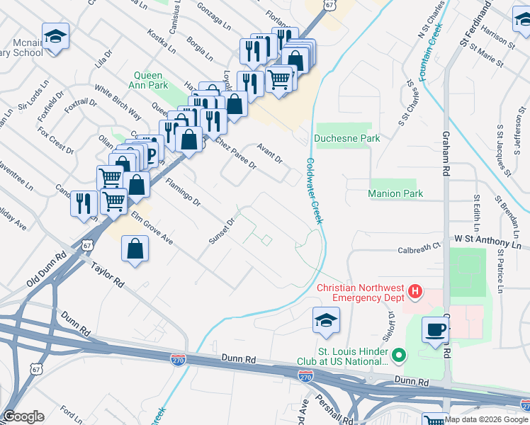 map of restaurants, bars, coffee shops, grocery stores, and more near 258 Alma Drive in Hazelwood