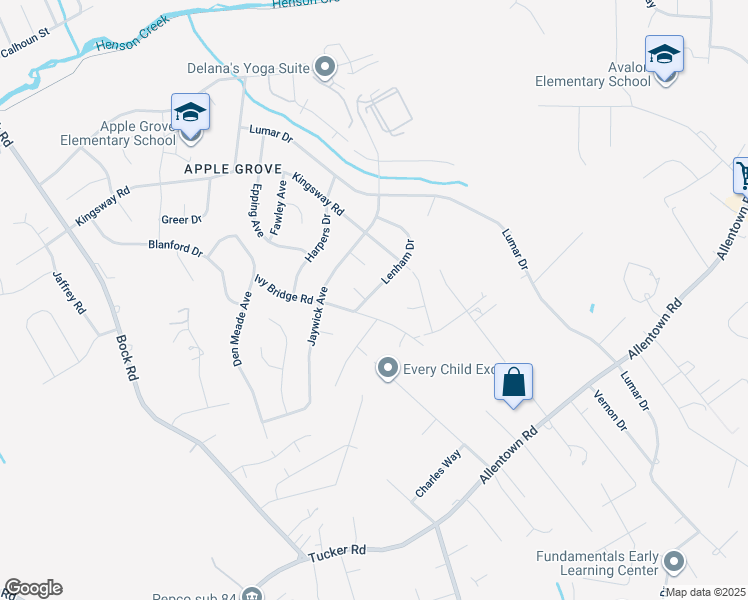 map of restaurants, bars, coffee shops, grocery stores, and more near 7512 Lenham Drive in Fort Washington