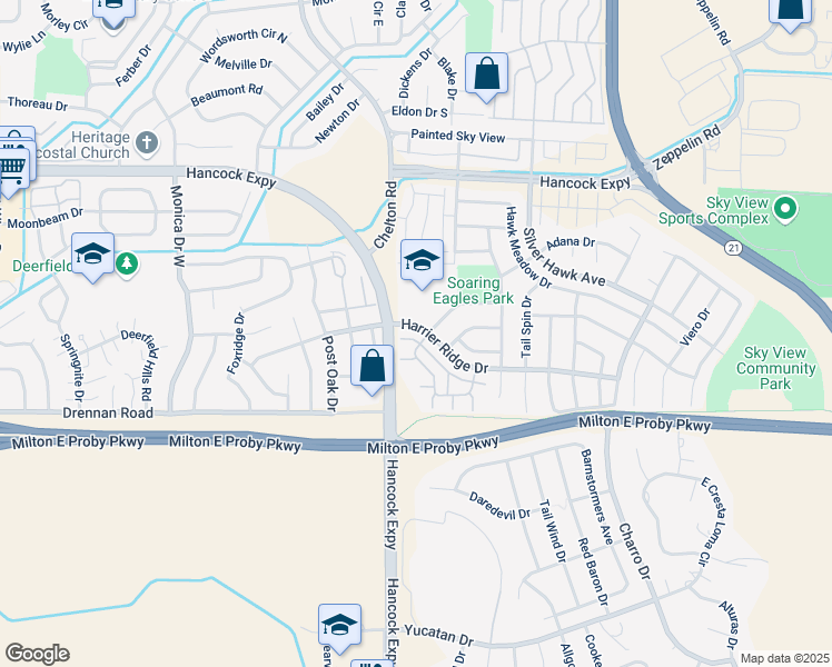 map of restaurants, bars, coffee shops, grocery stores, and more near 4819 Harrier Ridge Drive in Colorado Springs