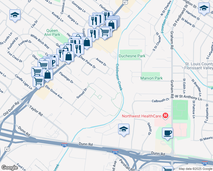 map of restaurants, bars, coffee shops, grocery stores, and more near 254 Palm Drive in Hazelwood