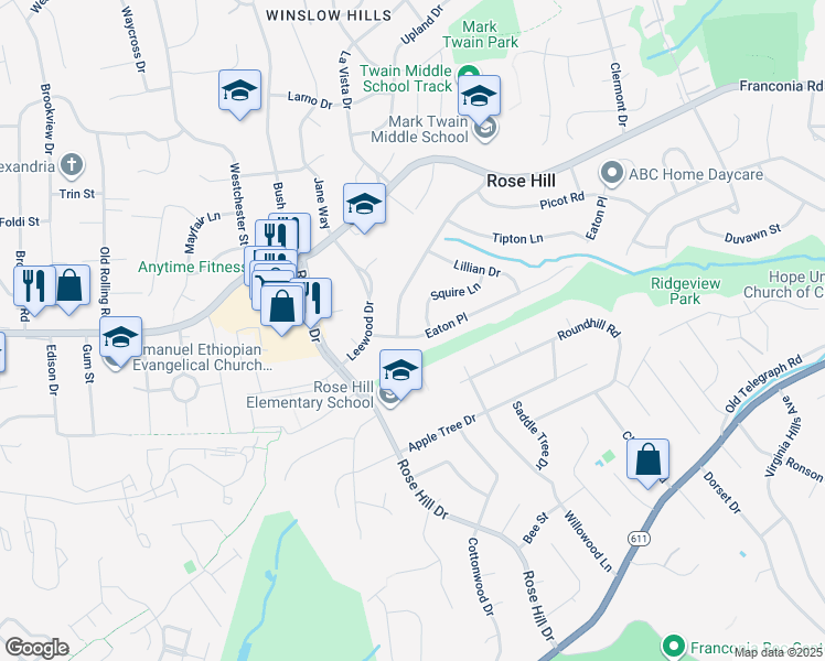 map of restaurants, bars, coffee shops, grocery stores, and more near 4802 Eaton Place in Alexandria