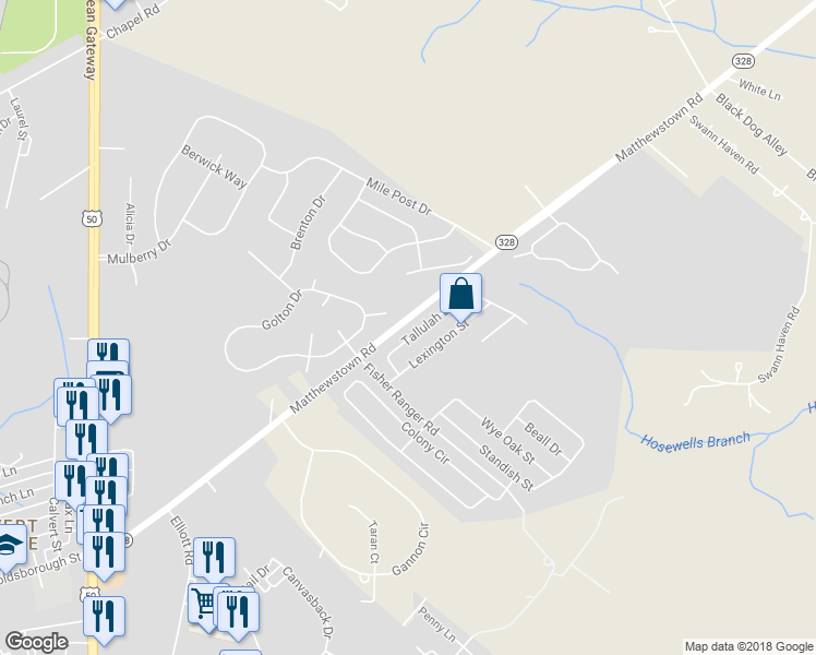 map of restaurants, bars, coffee shops, grocery stores, and more near 29632 Tallulah Lane in Easton