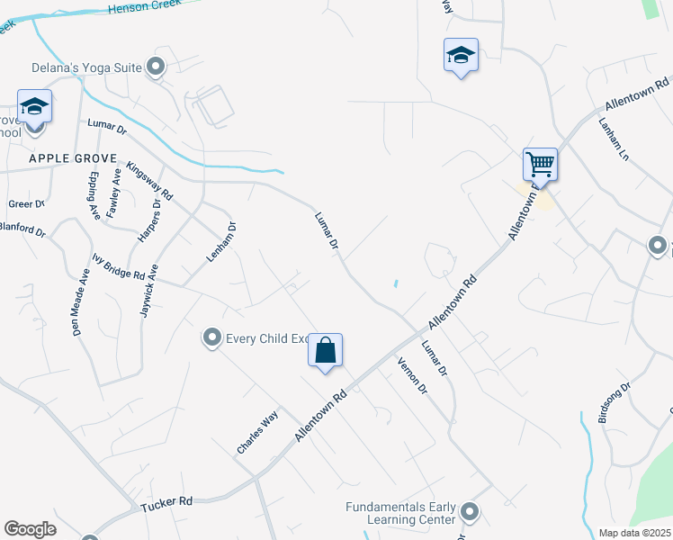 map of restaurants, bars, coffee shops, grocery stores, and more near 3477 Lumar Drive in Fort Washington