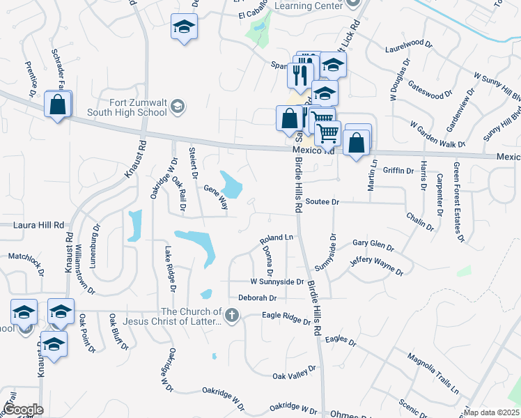 map of restaurants, bars, coffee shops, grocery stores, and more near 141 Hollow Creek Drive in Saint Peters