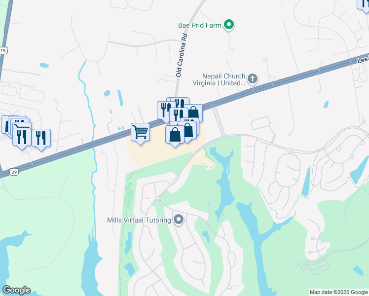 map of restaurants, bars, coffee shops, grocery stores, and more near 8190 Stonewall Shops Square in Gainesville