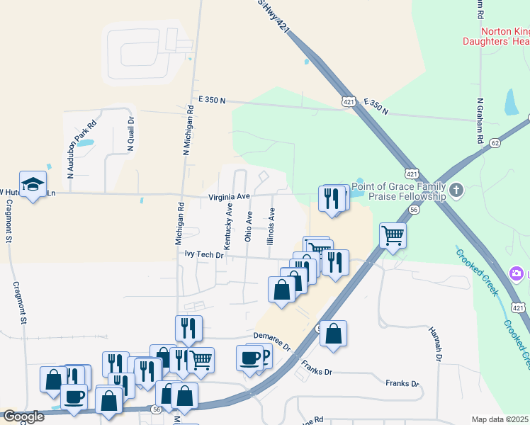 map of restaurants, bars, coffee shops, grocery stores, and more near 2931 Illinois Avenue in Madison