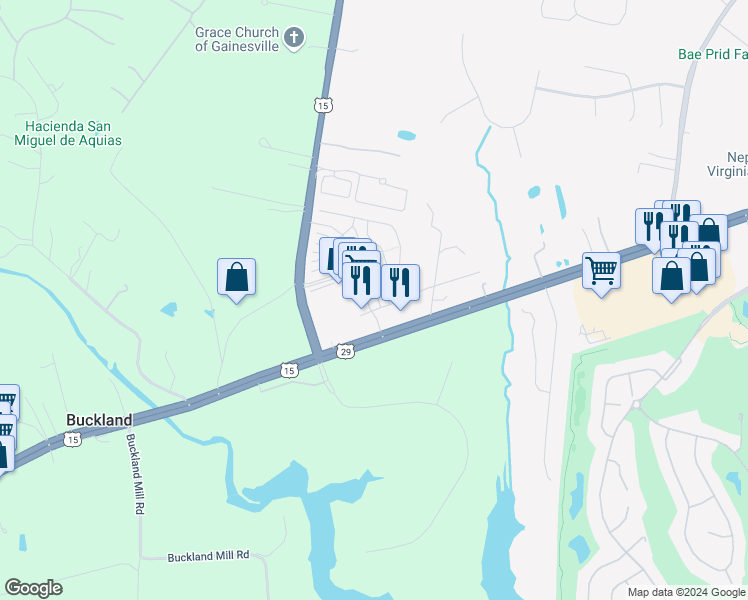 map of restaurants, bars, coffee shops, grocery stores, and more near 8047 Crescent Park Drive in Gainesville