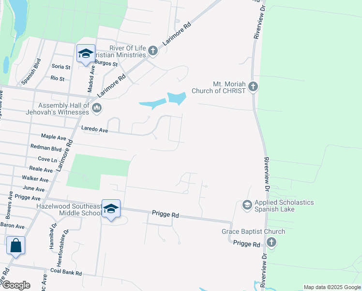 map of restaurants, bars, coffee shops, grocery stores, and more near 11888 Rio Grande Drive in St. Louis