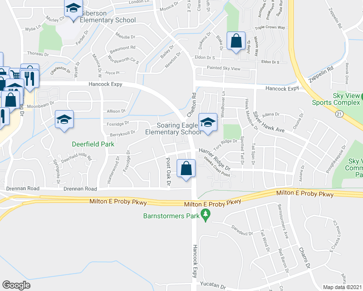 map of restaurants, bars, coffee shops, grocery stores, and more near 4725 Morning Mist Drive in Colorado Springs