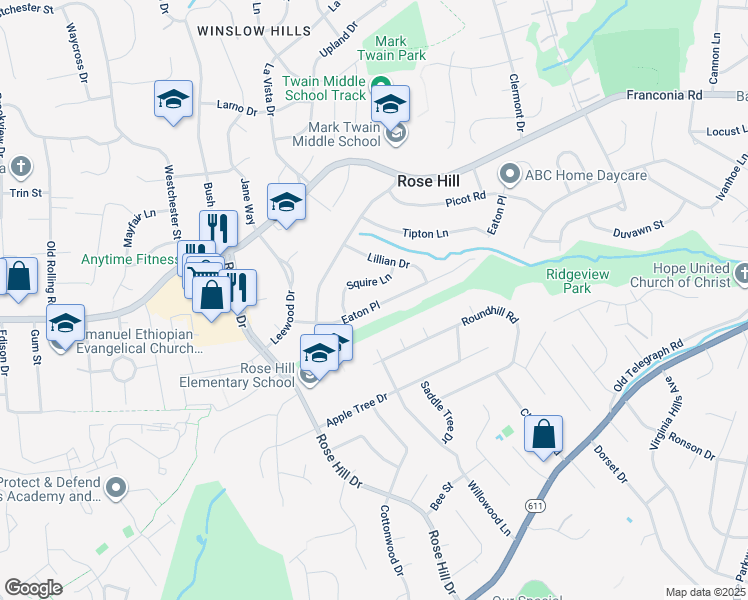 map of restaurants, bars, coffee shops, grocery stores, and more near 4702 Eaton Place in Alexandria