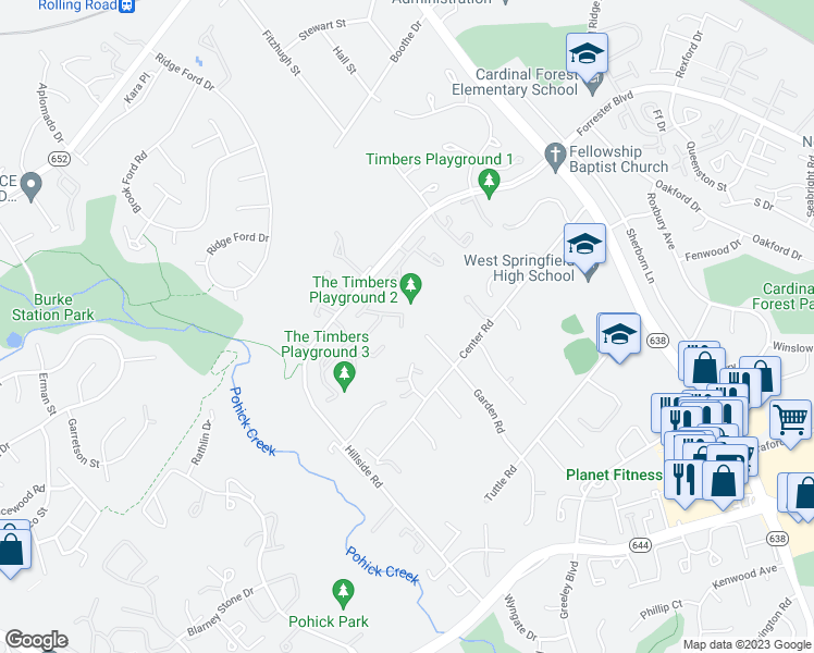 map of restaurants, bars, coffee shops, grocery stores, and more near 6187 Green Hollow Court in West Springfield