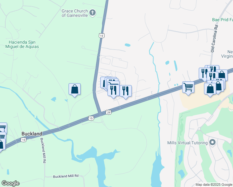 map of restaurants, bars, coffee shops, grocery stores, and more near 8025 Crescent Park Drive in Gainesville