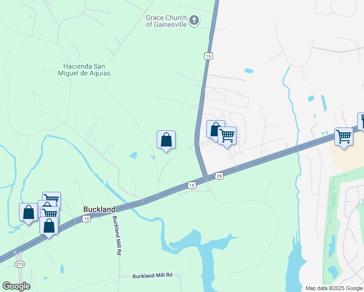 map of restaurants, bars, coffee shops, grocery stores, and more near 7814 James Madison Highway in Gainesville