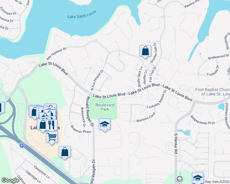 map of restaurants, bars, coffee shops, grocery stores, and more near 210 Oceanis Drive in Lake Saint Louis