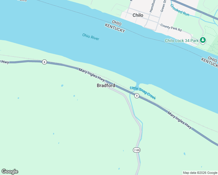 map of restaurants, bars, coffee shops, grocery stores, and more near 2146 Bradford Rd in Bracken