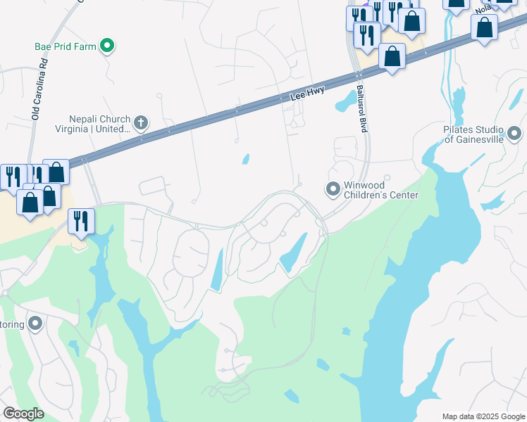 map of restaurants, bars, coffee shops, grocery stores, and more near 8006 Bonnie Briar Loop in Gainesville