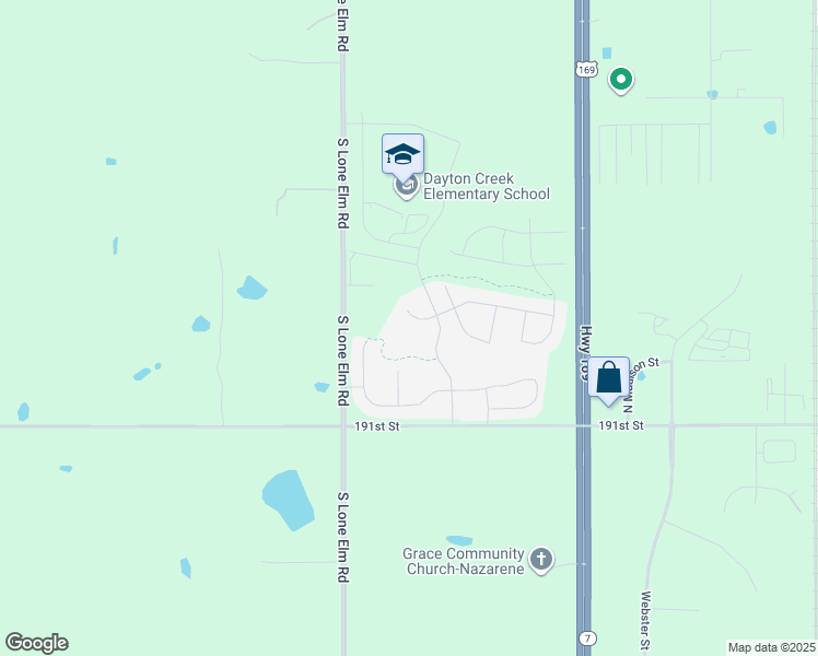 map of restaurants, bars, coffee shops, grocery stores, and more near 21133 189th Street in Spring Hill