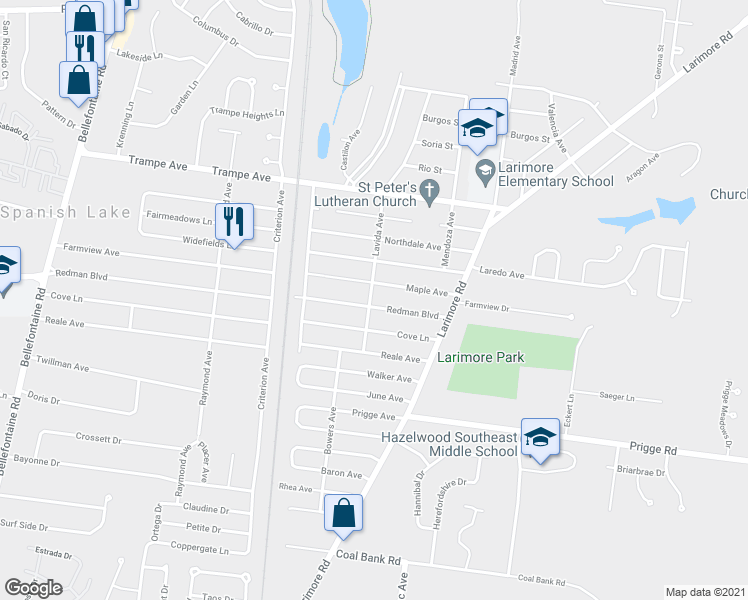 map of restaurants, bars, coffee shops, grocery stores, and more near 1146 Lavida Avenue in St. Louis