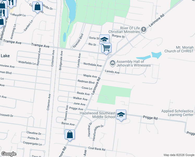 map of restaurants, bars, coffee shops, grocery stores, and more near 1109 Maple Avenue in St. Louis