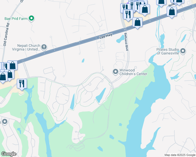 map of restaurants, bars, coffee shops, grocery stores, and more near 7975 Bonnie Briar Loop in Gainesville
