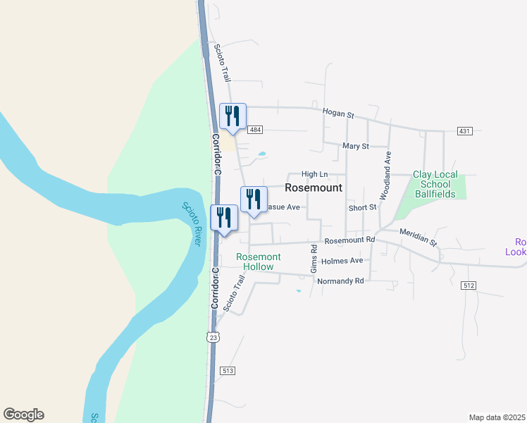 map of restaurants, bars, coffee shops, grocery stores, and more near 1135 Sarasue Avenue in Portsmouth