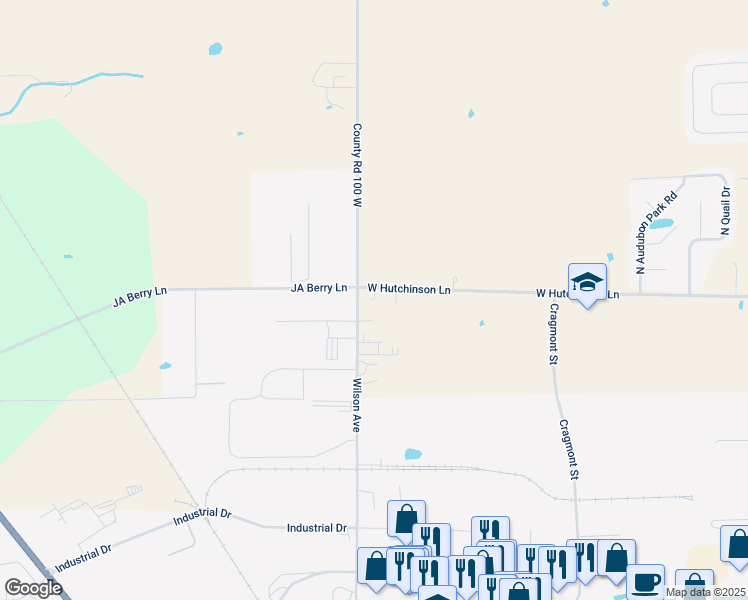 map of restaurants, bars, coffee shops, grocery stores, and more near 3220 County Road 100 West in Madison