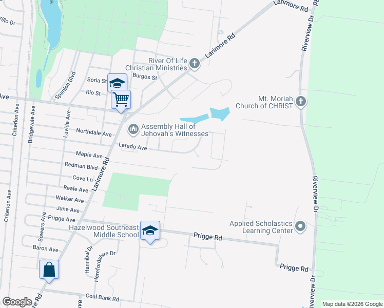 map of restaurants, bars, coffee shops, grocery stores, and more near 840 Laredo Avenue in St. Louis