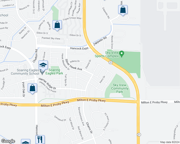 map of restaurants, bars, coffee shops, grocery stores, and more near 3388 Magellans Eagle Drive in Colorado Springs