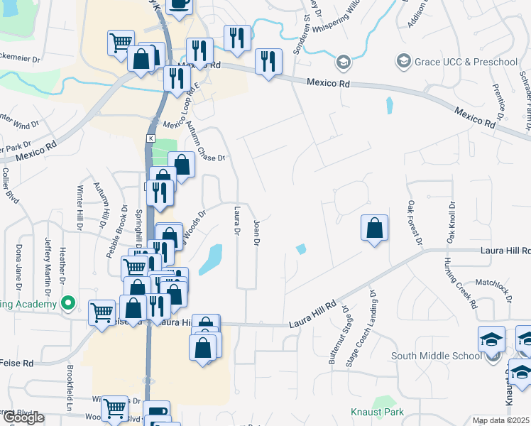 map of restaurants, bars, coffee shops, grocery stores, and more near 6 Laura Court in O'Fallon