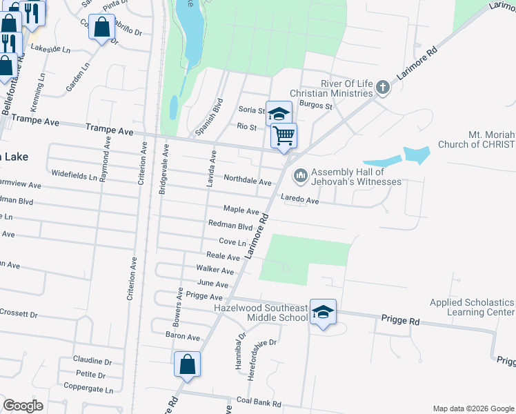 map of restaurants, bars, coffee shops, grocery stores, and more near 1109 Maple Avenue in St. Louis