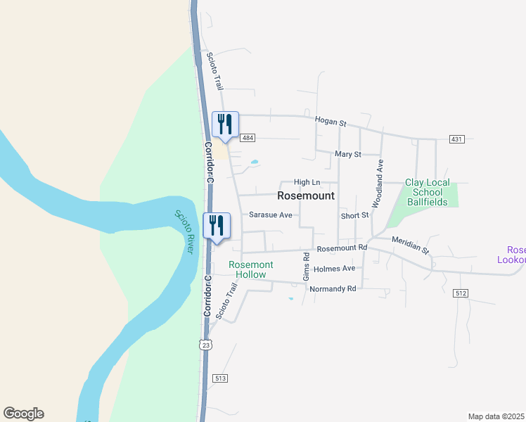 map of restaurants, bars, coffee shops, grocery stores, and more near 1135 Sarasue Avenue in Portsmouth