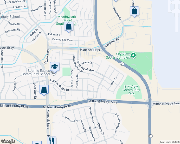 map of restaurants, bars, coffee shops, grocery stores, and more near 4946 Hawk Meadow Drive in Colorado Springs
