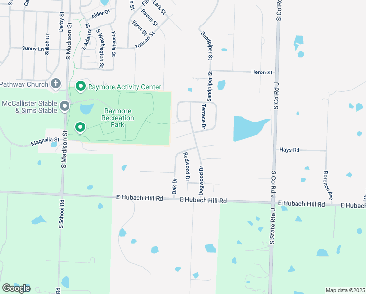 map of restaurants, bars, coffee shops, grocery stores, and more near 506 Oak Drive in Raymore