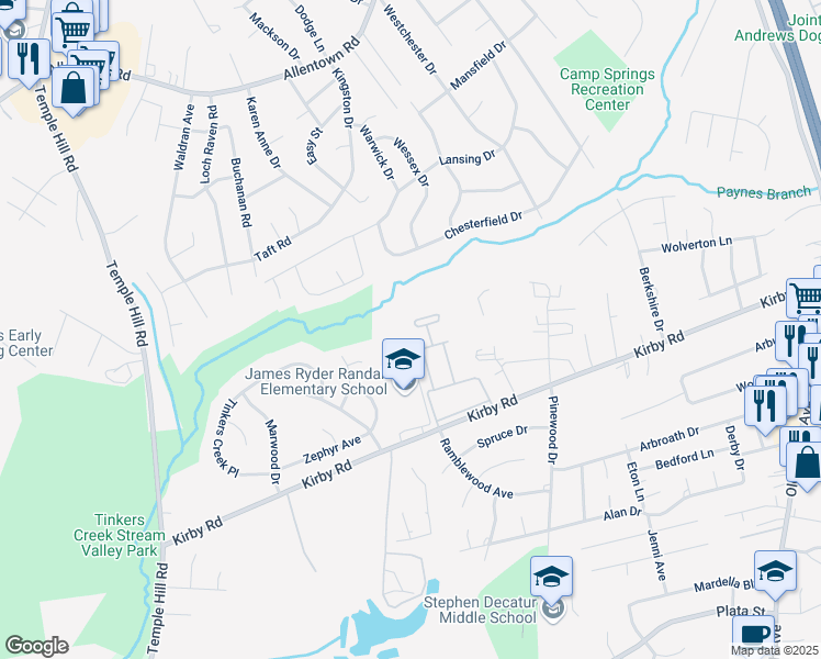 map of restaurants, bars, coffee shops, grocery stores, and more near 5508 Fishermens Court in Clinton