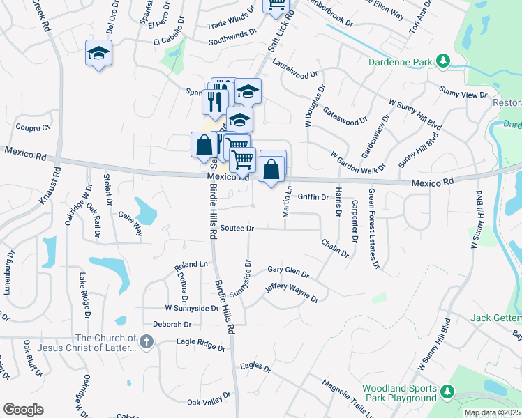 map of restaurants, bars, coffee shops, grocery stores, and more near 512 Wyndham Park Drive in St. Peters