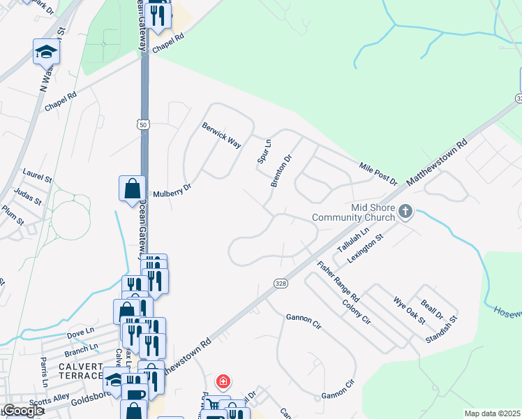 map of restaurants, bars, coffee shops, grocery stores, and more near 8618 Chester Court in Easton