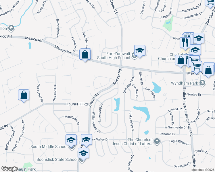 map of restaurants, bars, coffee shops, grocery stores, and more near 215 Abington Drive in St. Peters
