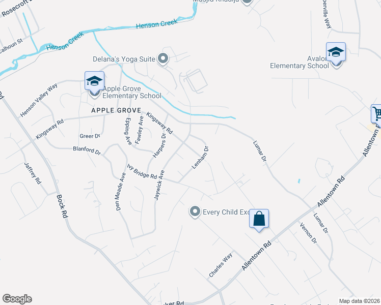 map of restaurants, bars, coffee shops, grocery stores, and more near 3105 Kingsway Road in Fort Washington