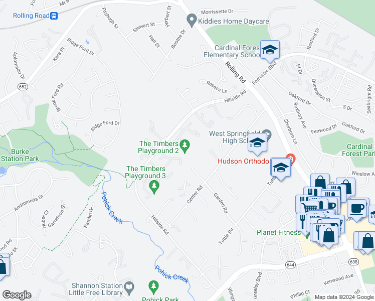 map of restaurants, bars, coffee shops, grocery stores, and more near 6080 Hollow Knoll Court in West Springfield