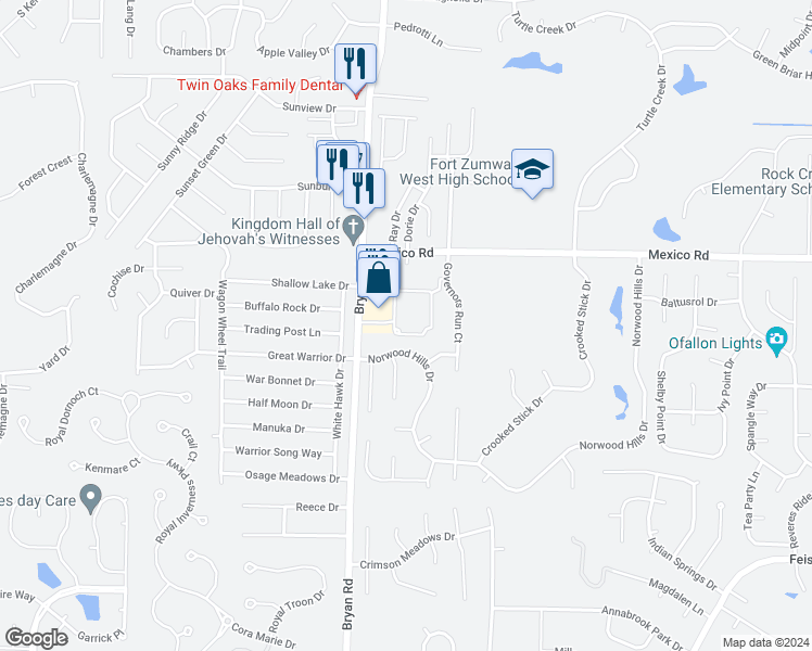 map of restaurants, bars, coffee shops, grocery stores, and more near 1000 Hillman Place Circle in O'Fallon