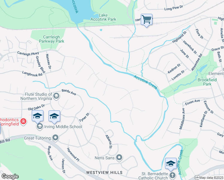 map of restaurants, bars, coffee shops, grocery stores, and more near 7757 Carrleigh Parkway in Springfield