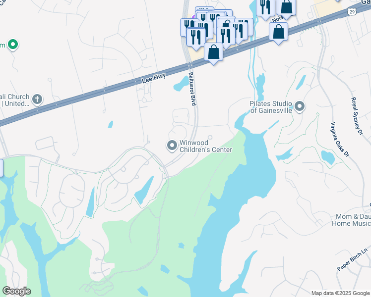 map of restaurants, bars, coffee shops, grocery stores, and more near 7779 Baltusrol Boulevard in Gainesville