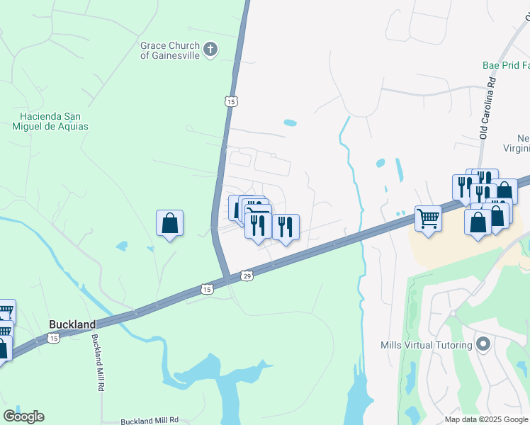 map of restaurants, bars, coffee shops, grocery stores, and more near 7971 Crescent Park Drive in Gainesville