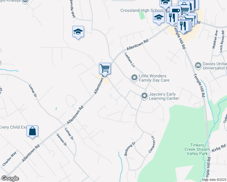 map of restaurants, bars, coffee shops, grocery stores, and more near 7601 Webster Lane in Fort Washington