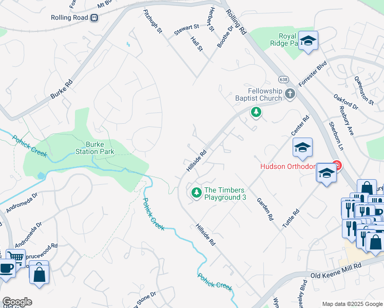 map of restaurants, bars, coffee shops, grocery stores, and more near 6030 Sweet Dale Court in Springfield