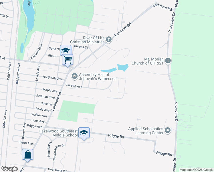 map of restaurants, bars, coffee shops, grocery stores, and more near 840 Laredo Avenue in St. Louis