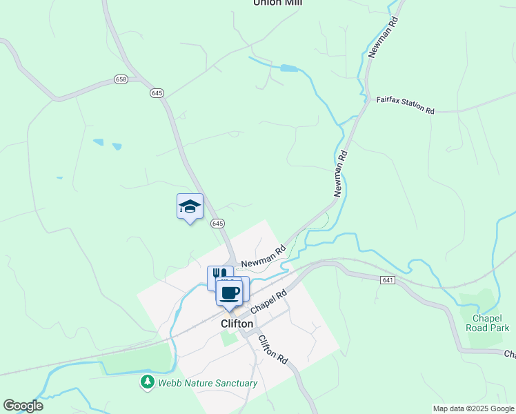 map of restaurants, bars, coffee shops, grocery stores, and more near 7007 Clifton Road in Clifton