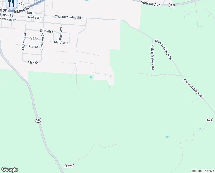 map of restaurants, bars, coffee shops, grocery stores, and more near 405 Lookout View in West Union