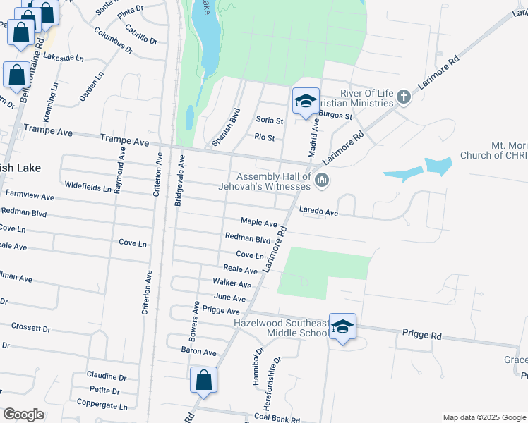 map of restaurants, bars, coffee shops, grocery stores, and more near 1108 Laredo Avenue in St. Louis